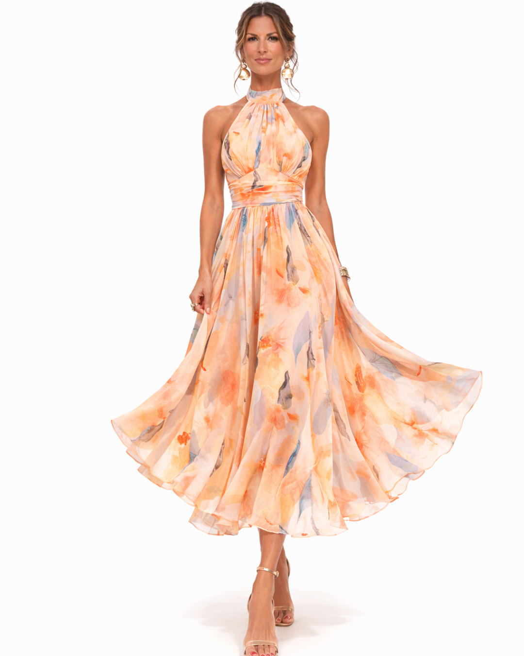 Aurora™ | Vestido con escote halter y estampado en acuarela