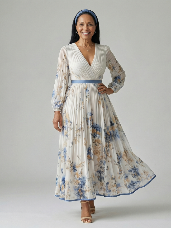 Natalia™ | Vestido midi envolvente plisado