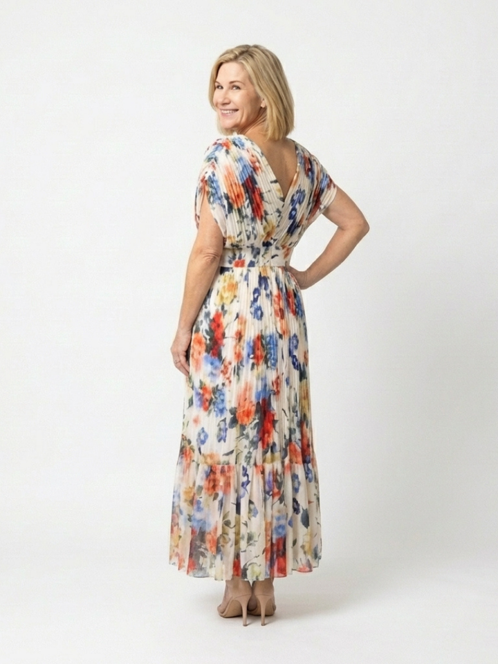 Vestido Midi Corto Plisado Sin Mangas Savannah