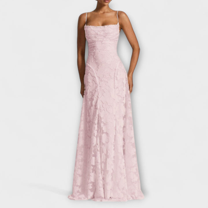 Emberly - vestido maxi elegante de tejido jacquard