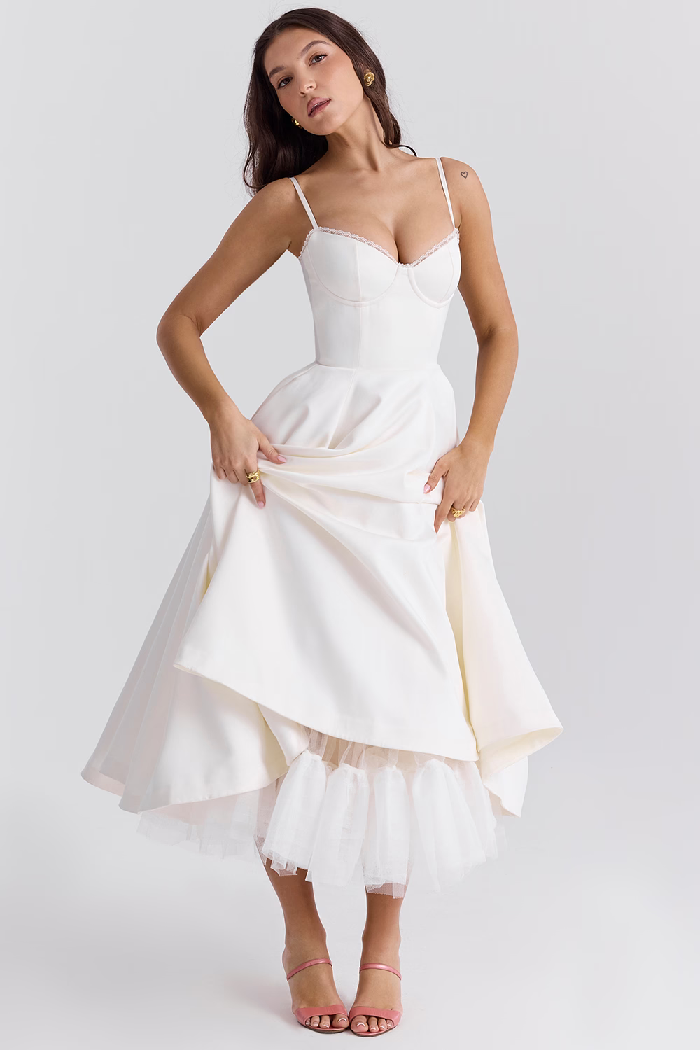 Luce - Midi Dress in Satin Tulle