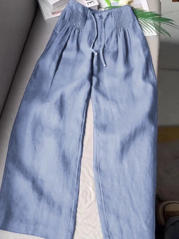 Camille™ | Pantalones de pernera ancha de algodón-lino