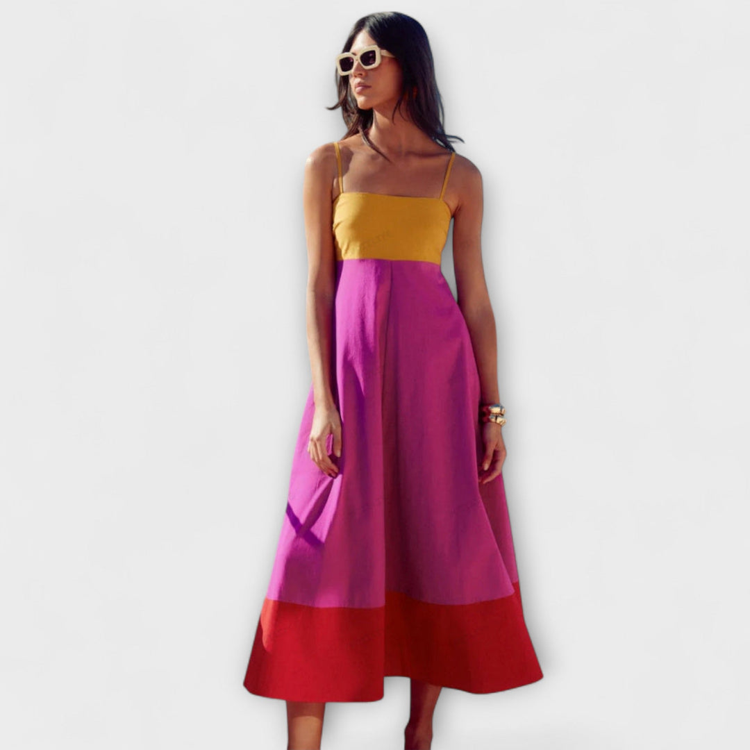 Vestidos con tirantes en estilo color block