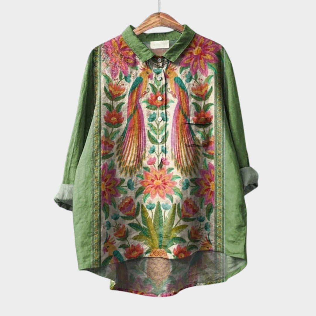 Livia™ | Blusa de lino atemporal con estampado