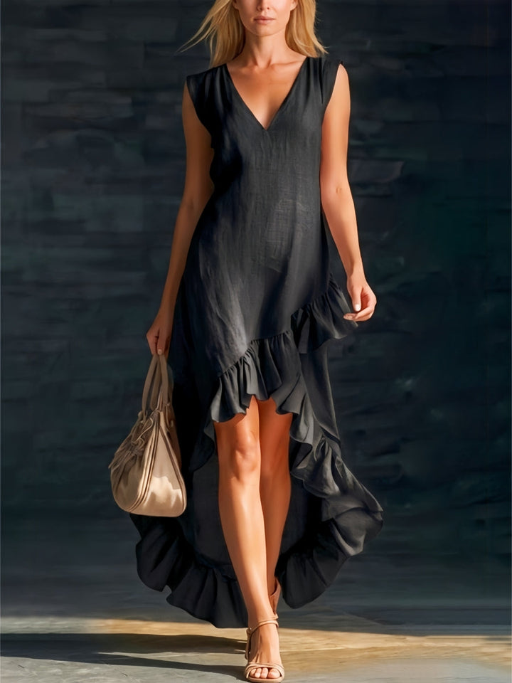 Sienna | Vestido Boho Asimétrico con Detalles de Volantes