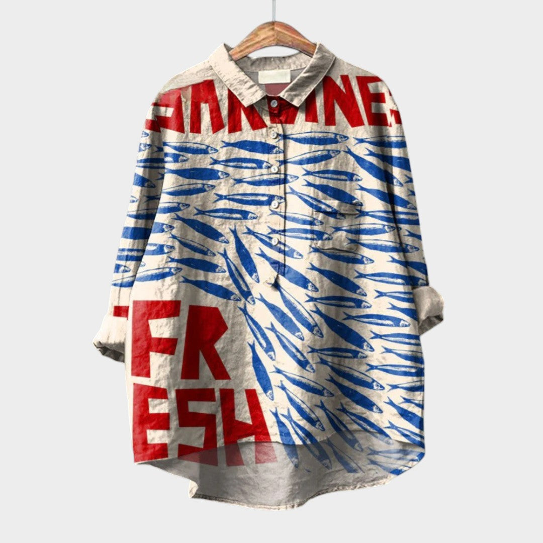Mila™ | Blusa de lino atemporal con estampado