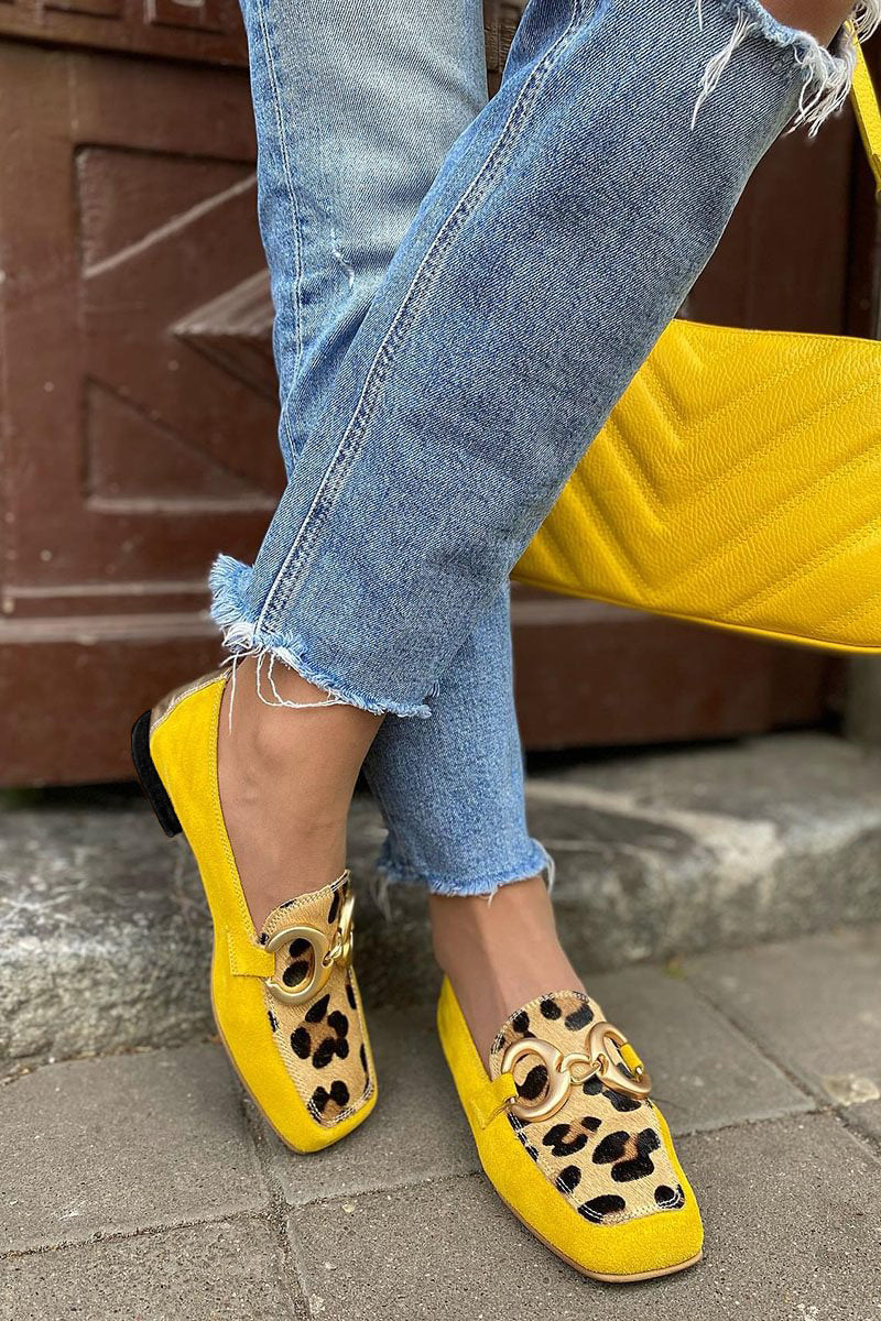 Caia™ - Mocasines de Cuero con Diseño de Leopardo