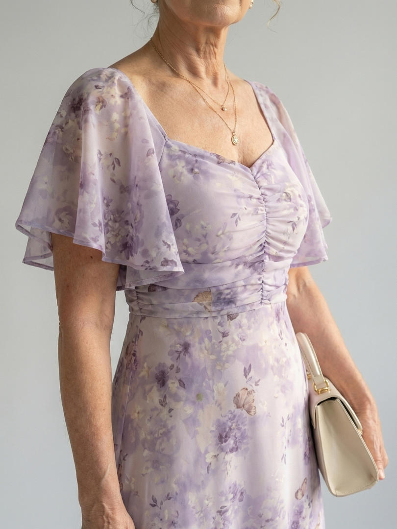 Rocío™ | Vestido midi con mangas onduladas
