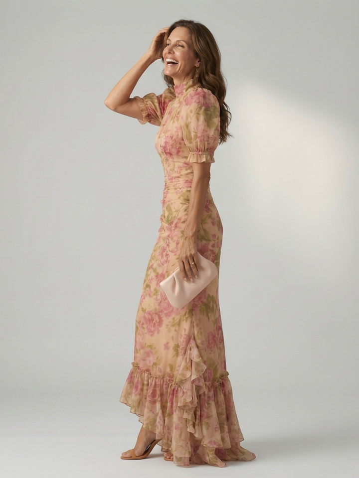 Elena™ | Vestido Maxi de Escote Alto