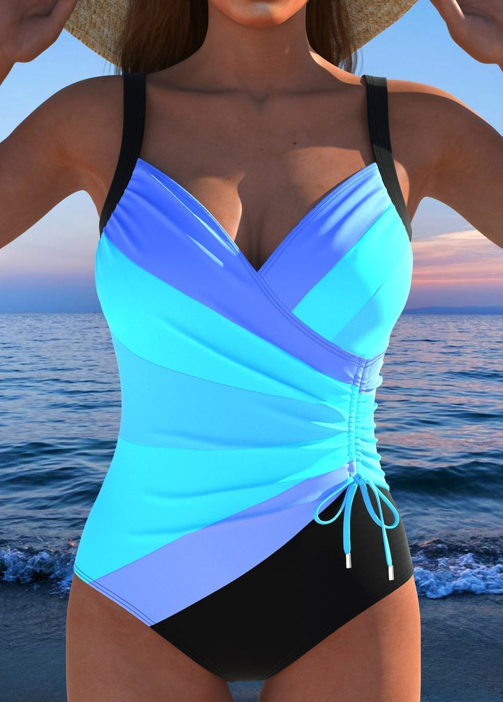 Elegante Traje de Baño Envolvente con Estampado Vibrante