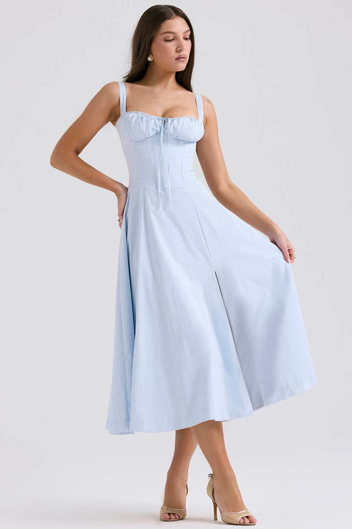 AURORA - VESTIDO MIDI CON CORSÉ Y CORDONES