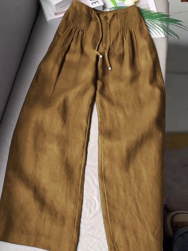 Camille™ | Pantalones de pernera ancha de algodón-lino