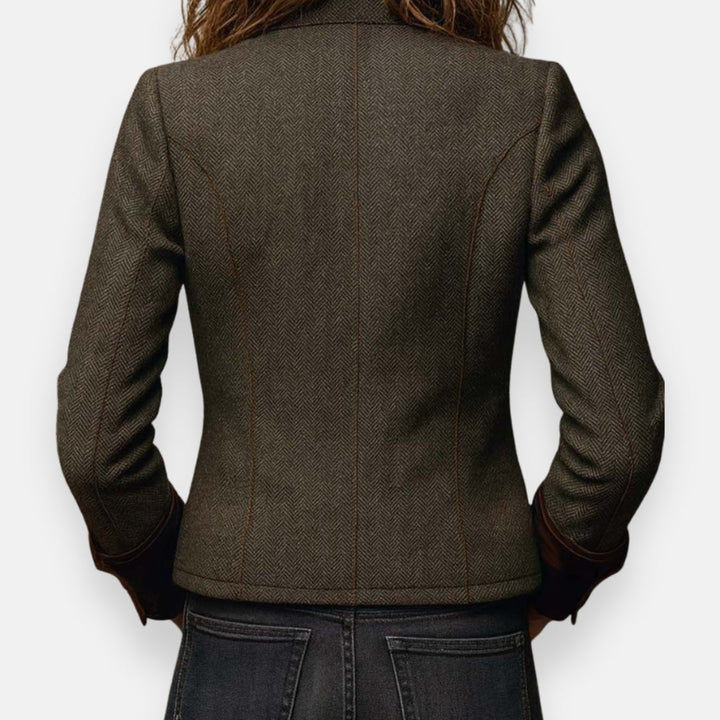 Corrie - Chaqueta de Tweed con Acabados de Terciopelo