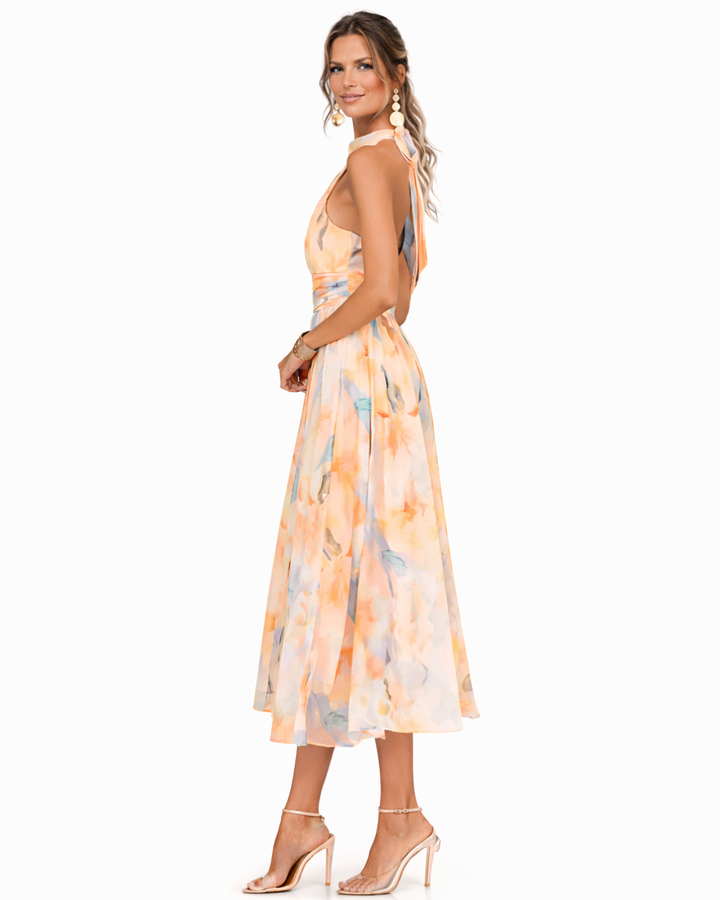 Aurora™ | Vestido con escote halter y estampado en acuarela