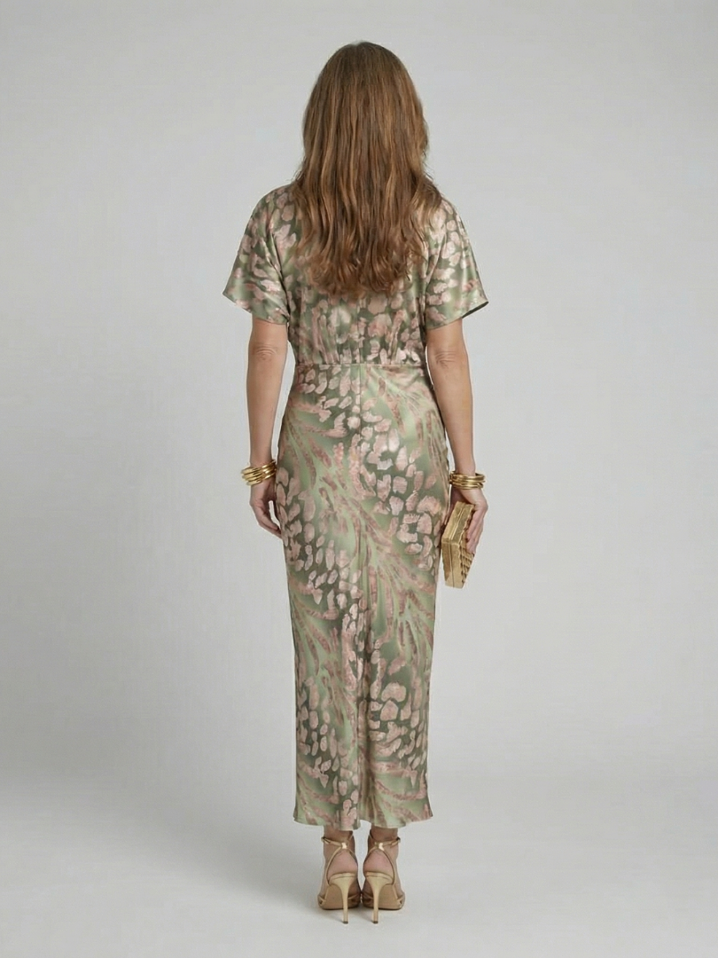 Coralie | Vestido Midi Envolvente con Cuello en V y Cintura Ajustable