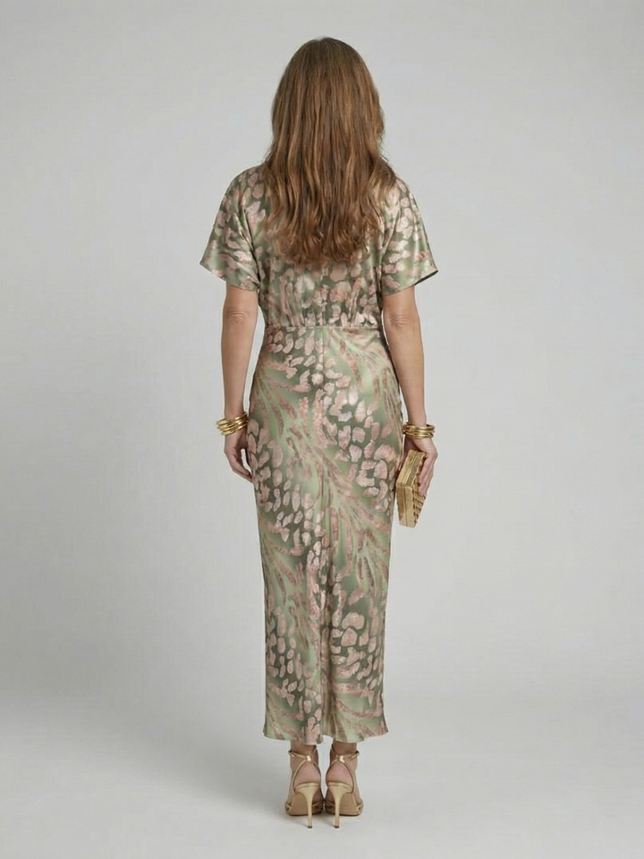 Coralie | Vestido Midi Envolvente con Cuello en V y Cintura Ajustable