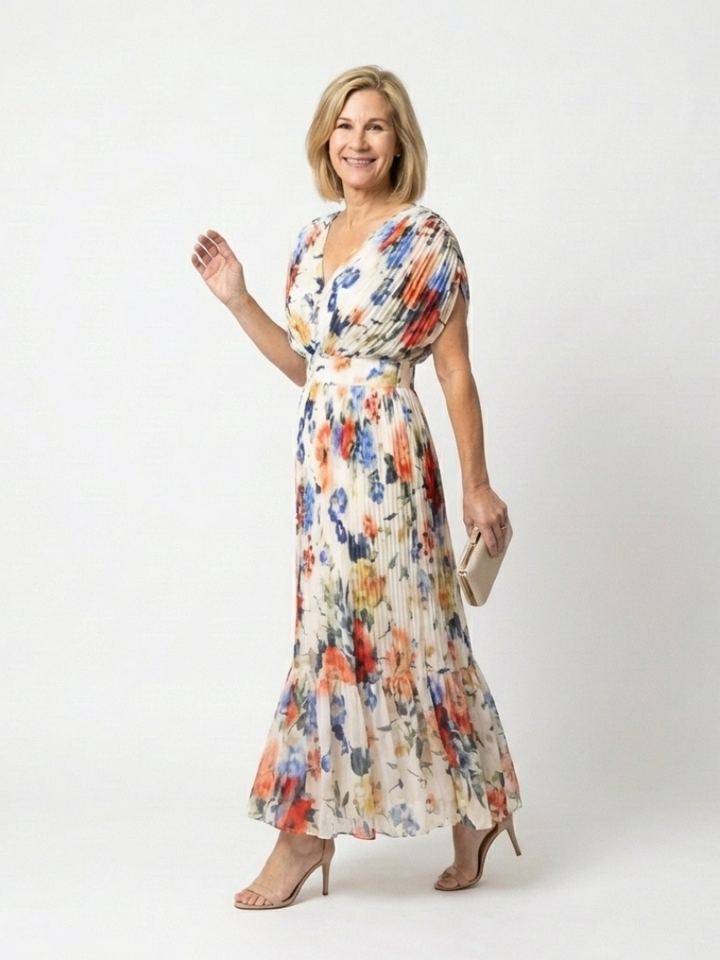 Vestido Midi Corto Plisado Sin Mangas Savannah