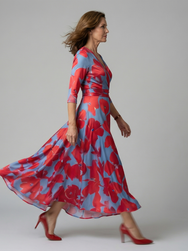 Andrea™ | Vestido Midi con Escote Cruzado
