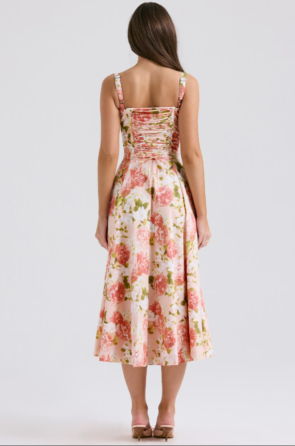 AURORA - VESTIDO MIDI CON CORSÉ Y CORDONES