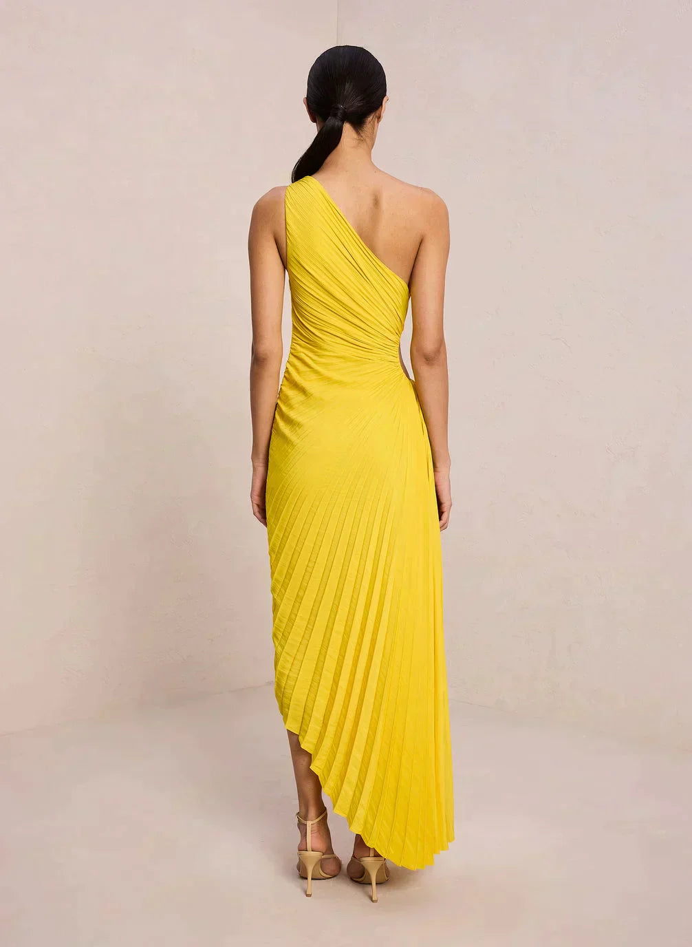 Sylviana - Vestido midi plisado de un solo hombro