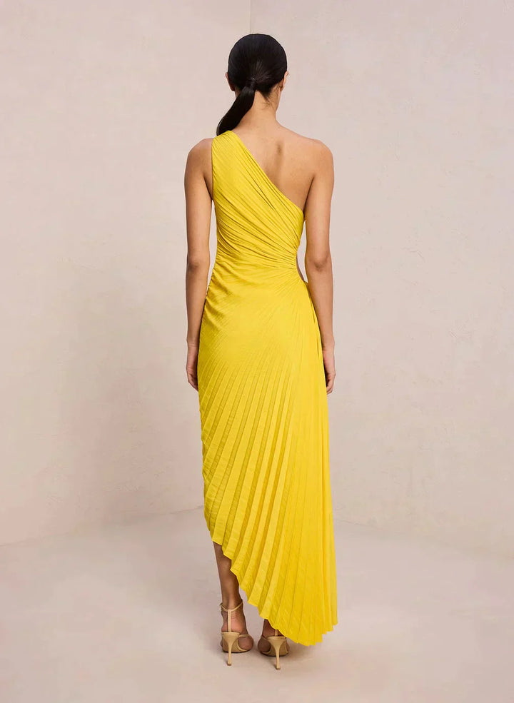 Sylviana - Vestido midi plisado de un solo hombro