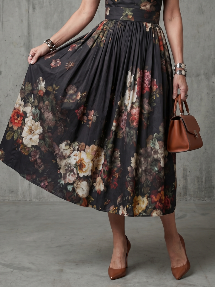 Pilar™ | Vestido midi plisado floral