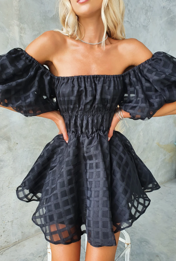 Evie - Minivestido con Mangas Abullonadas