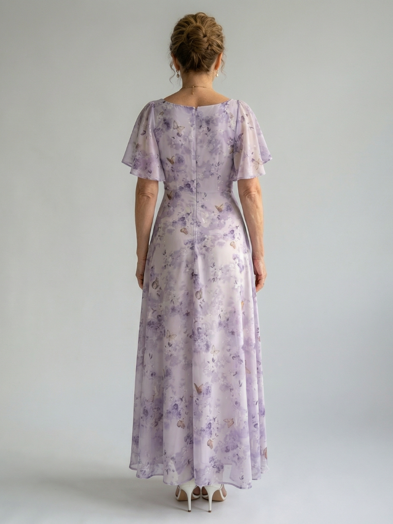 Rocío™ | Vestido midi con mangas onduladas