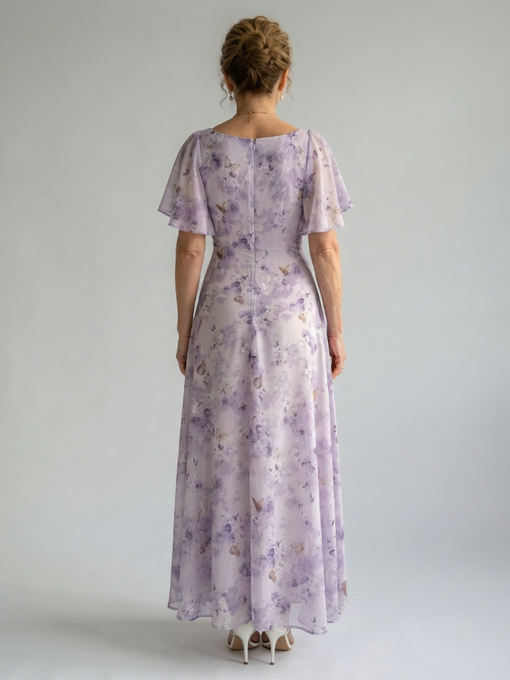 Rocío™ | Vestido midi con mangas onduladas