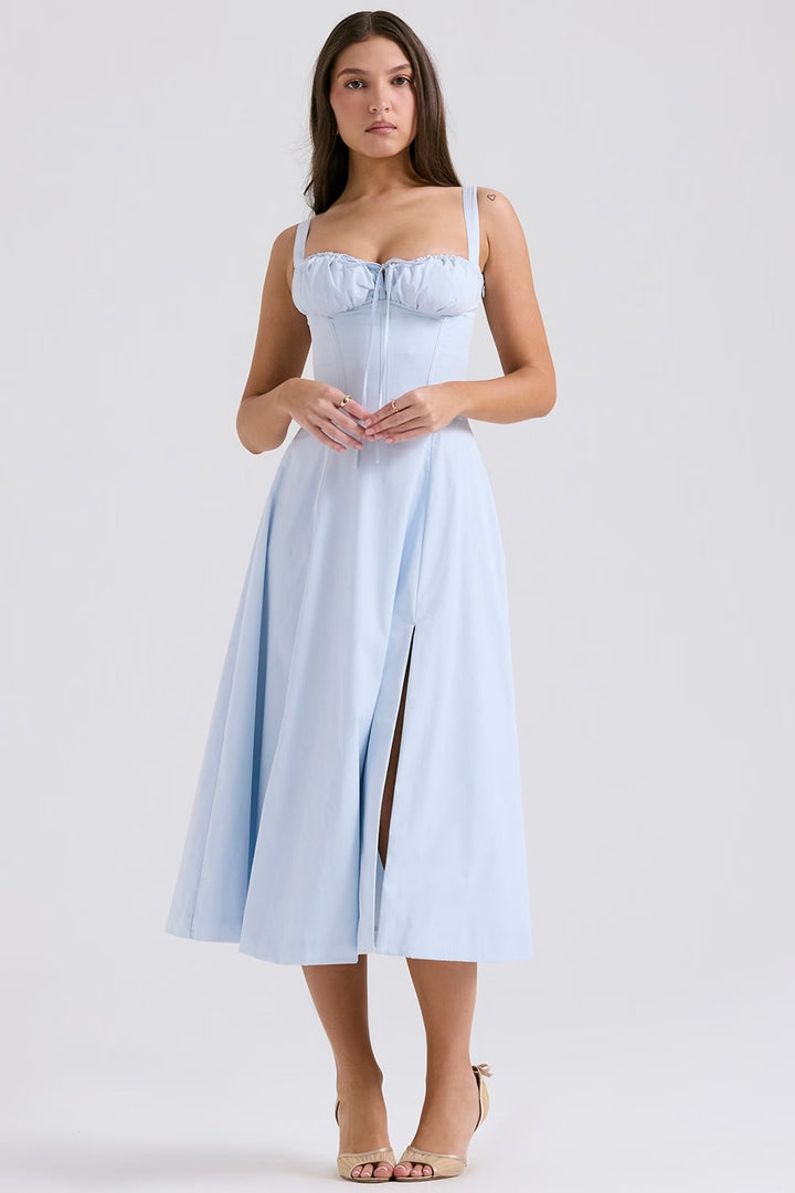 AURORA - VESTIDO MIDI CON CORSÉ Y CORDONES