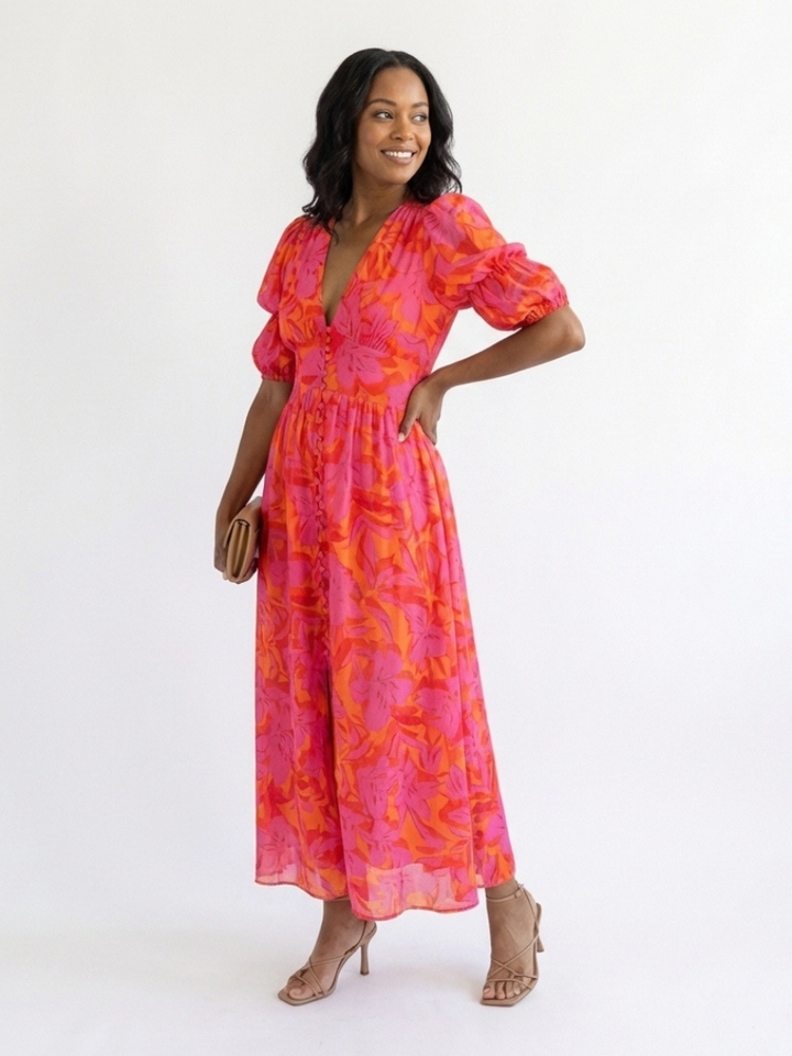 Willow | Vestido Midi Floral con Escote en V y Mangas Abullonadas" can be rewritten as:

"Willow | Vestido Midi Floral con Escote en V y Mangas Abullonadas Elegantes