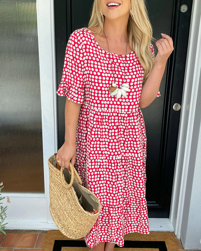 Vestido Midi de Lunares con Volantes