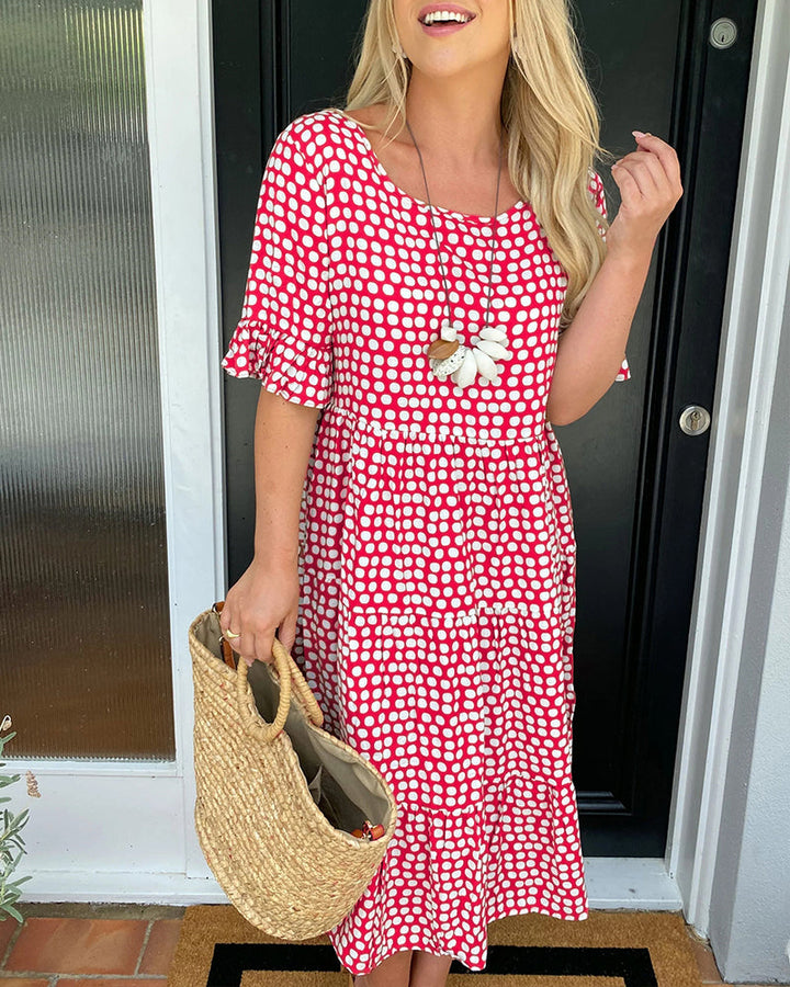 Vestido Midi de Lunares con Volantes