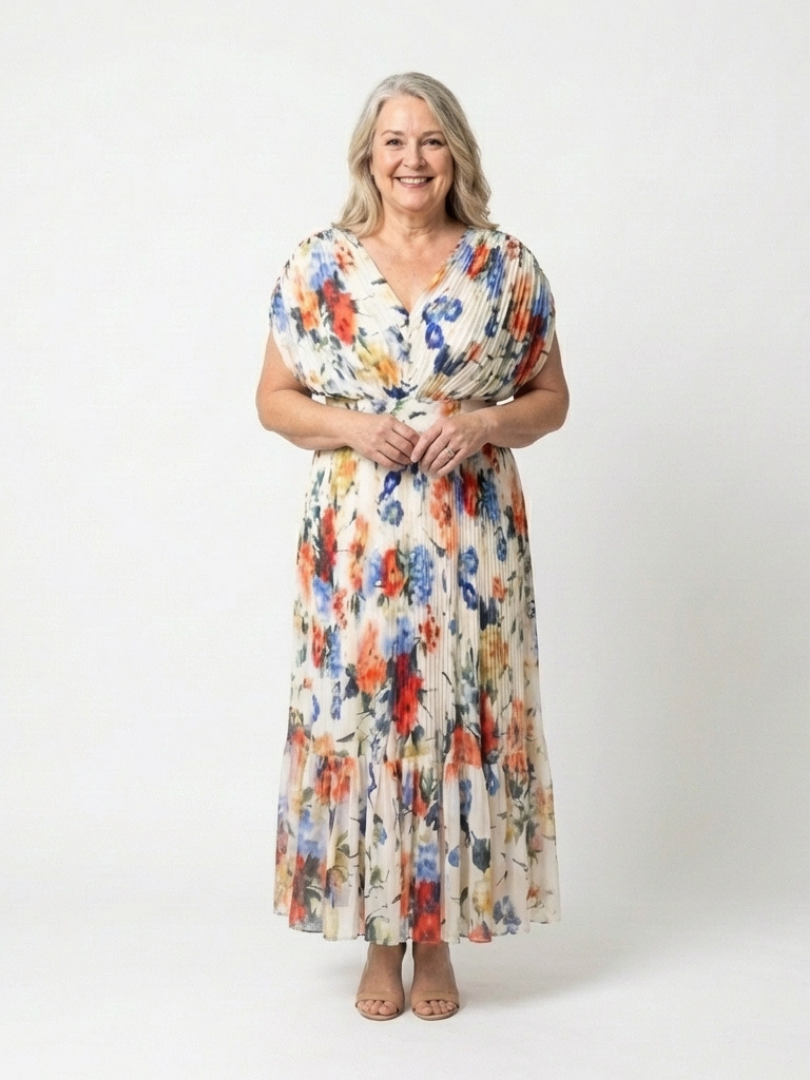 Vestido Midi Corto Plisado Sin Mangas Savannah