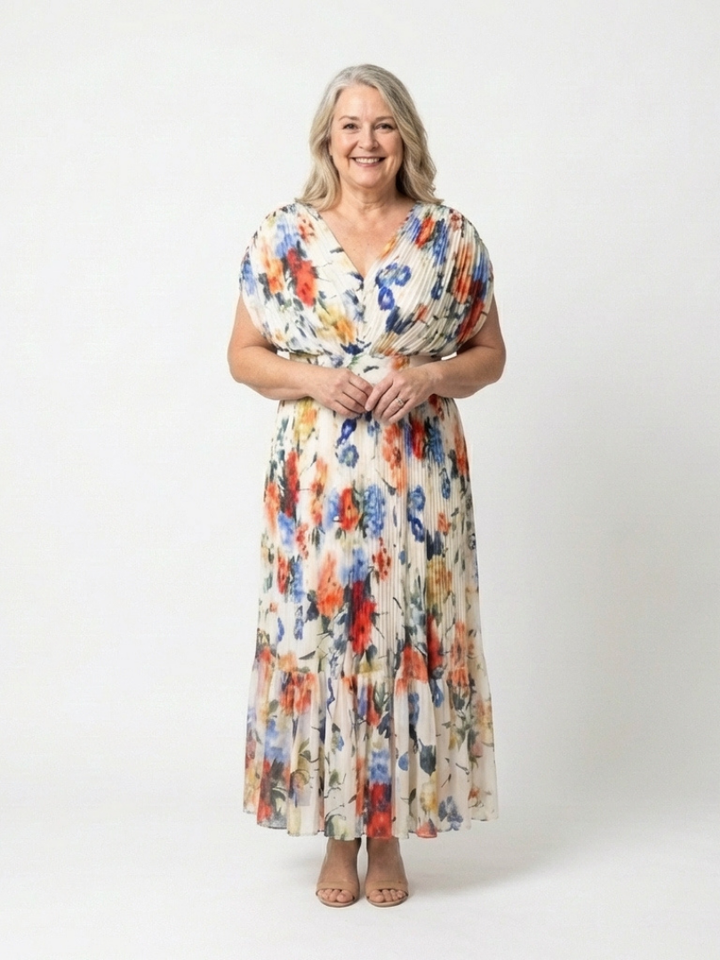 Vestido Midi Corto Plisado Sin Mangas Savannah