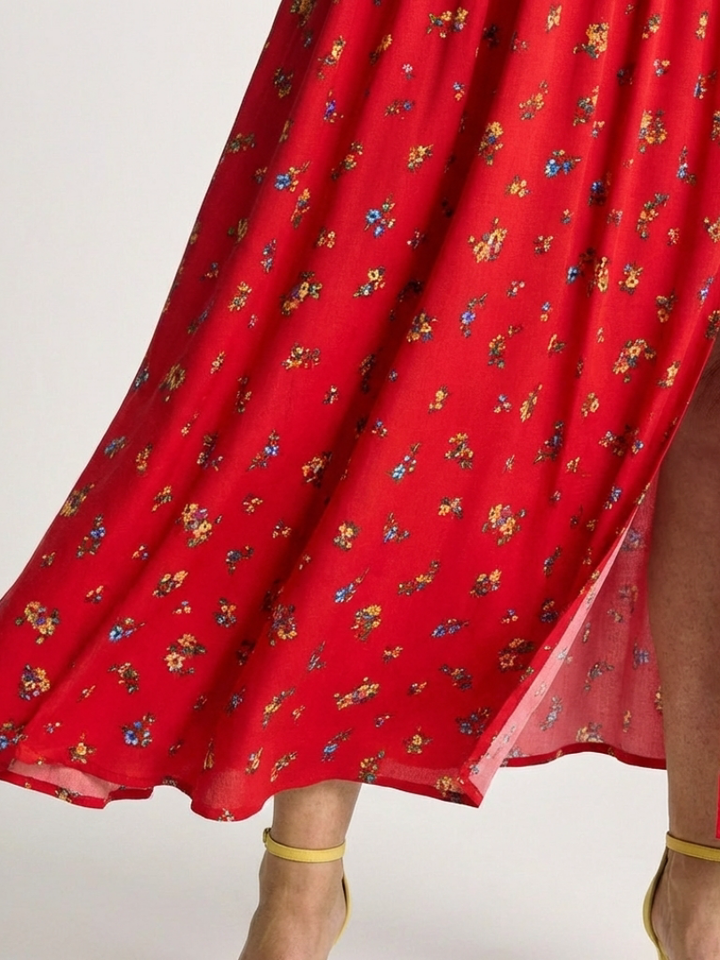 Delphine | Vestido Midi Floral con Escote Cuadrado