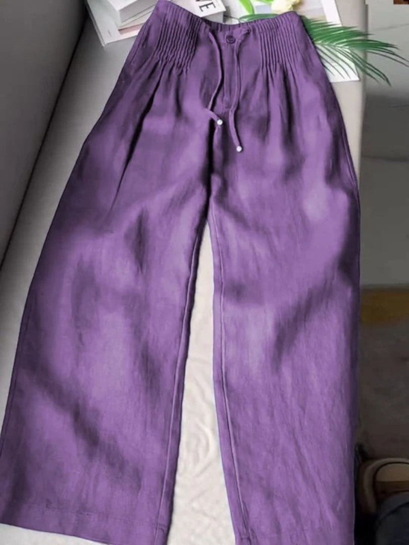 Camille™ | Pantalones de pernera ancha de algodón-lino