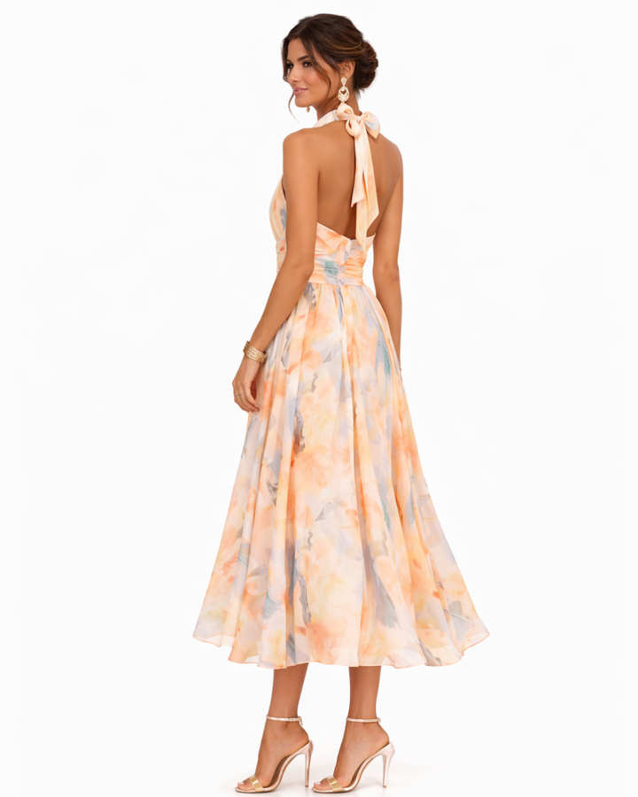 Aurora™ | Vestido con escote halter y estampado en acuarela