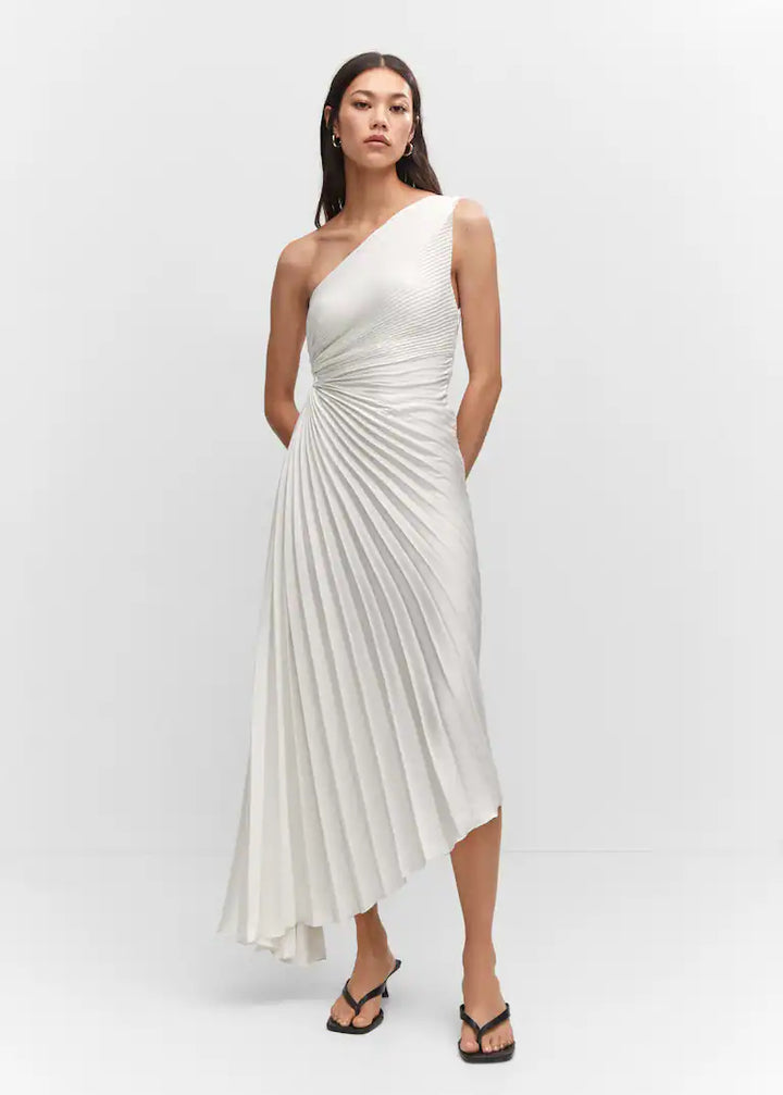 Sylviana - Vestido midi plisado de un solo hombro