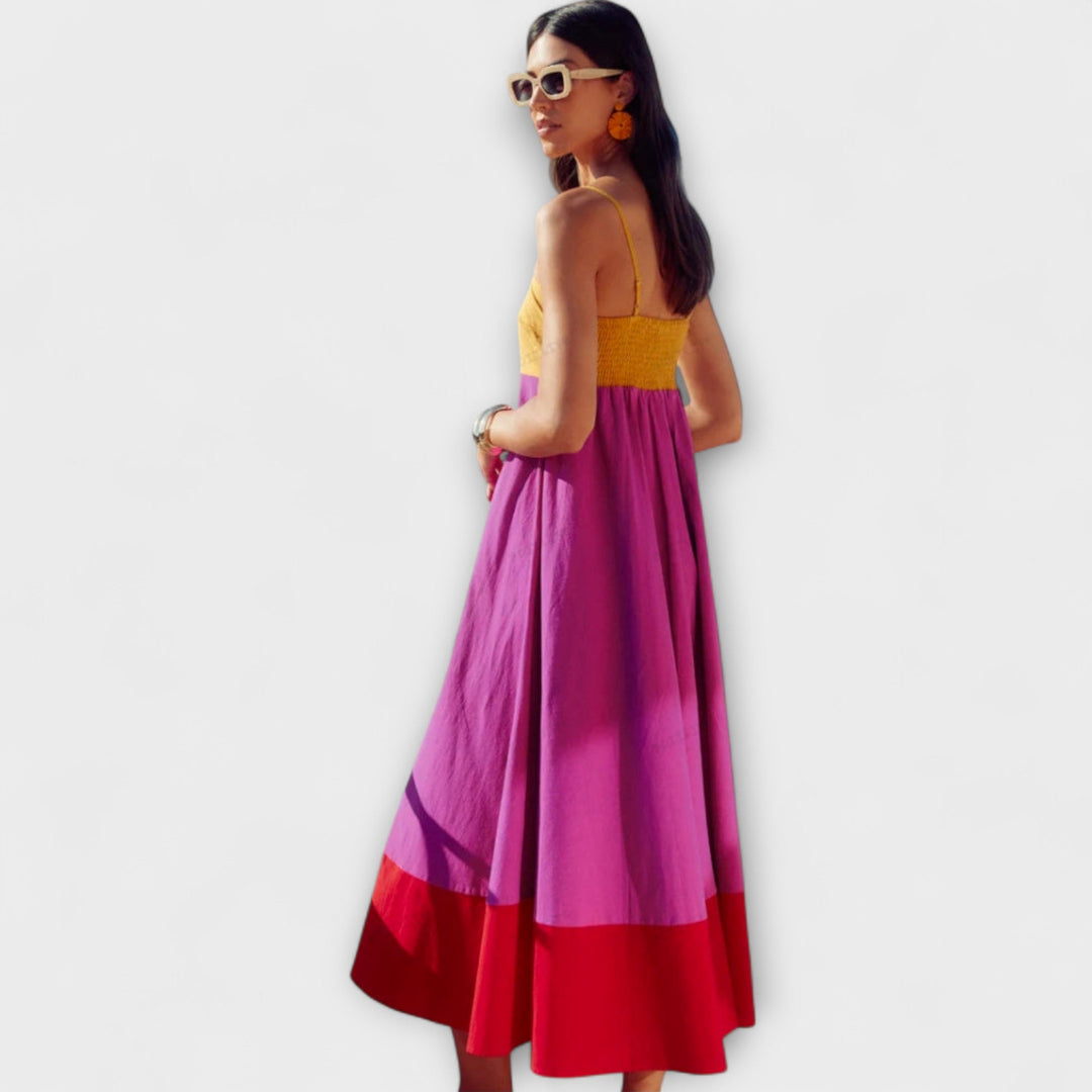 Vestidos con tirantes en estilo color block