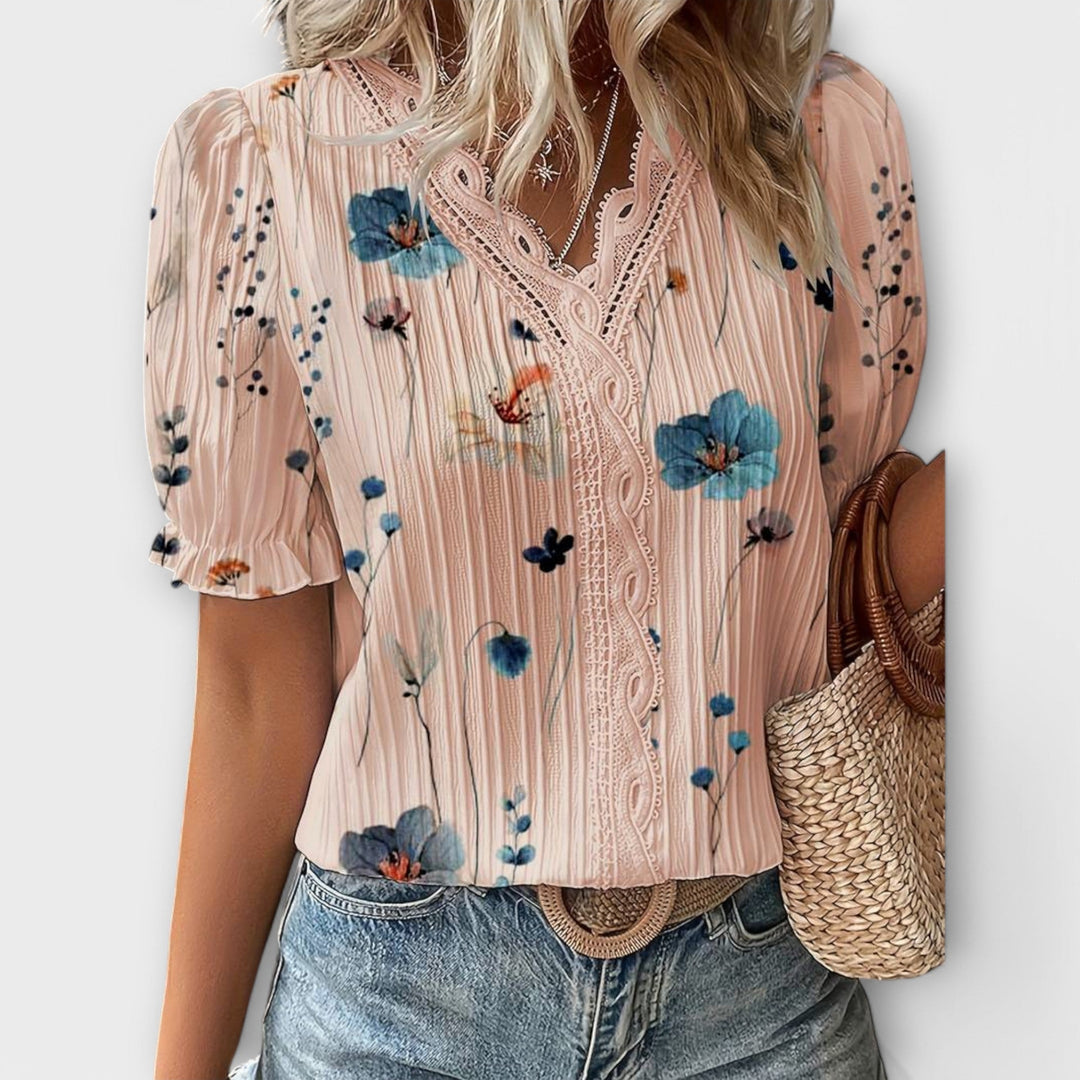 Emily - Blusa de moda con escote en V
