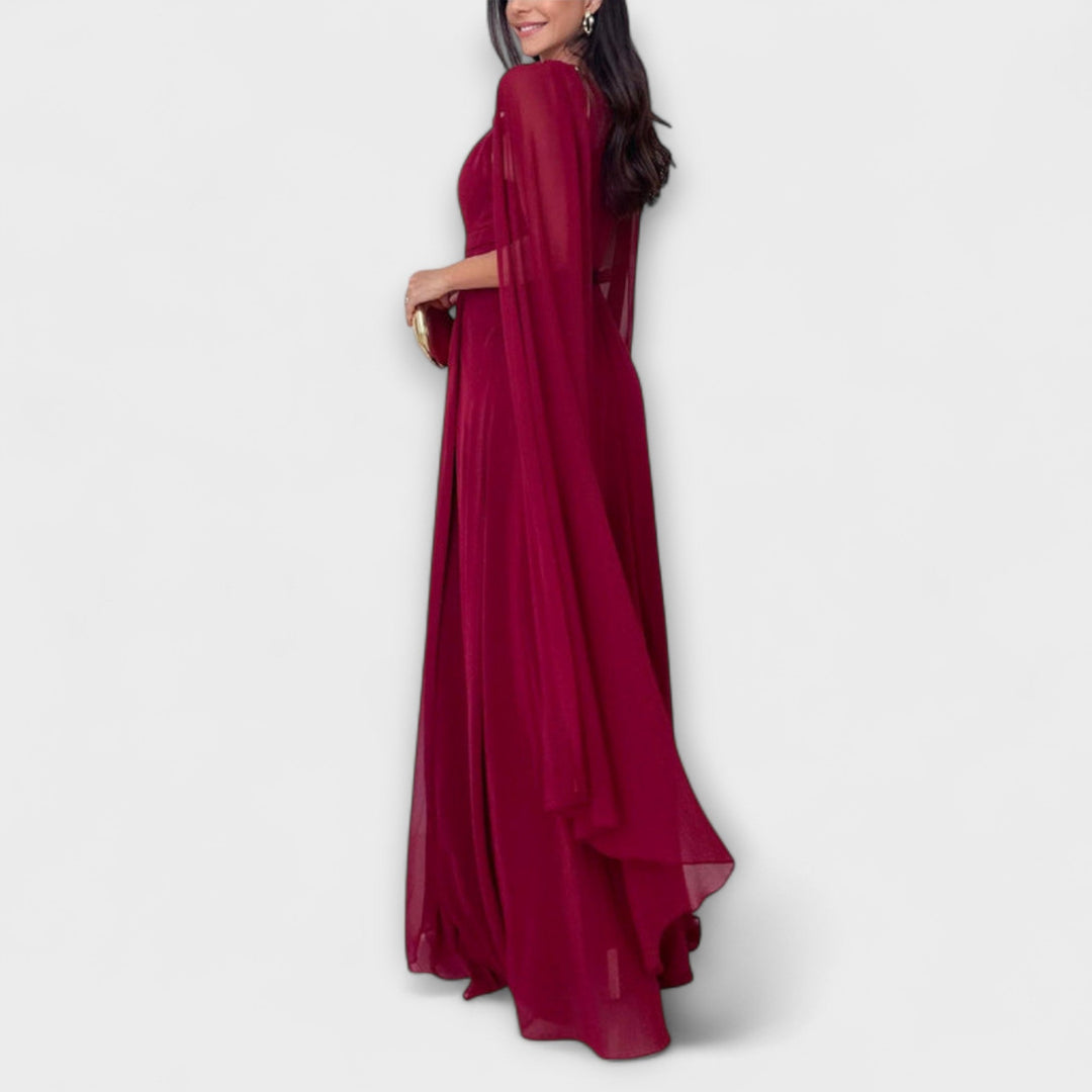 Mabel - Vestidos maxi elegantes con abrigo y apertura alta