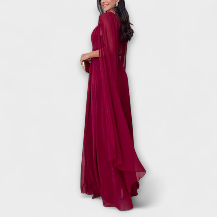 Mabel - Vestidos maxi elegantes con abrigo y apertura alta