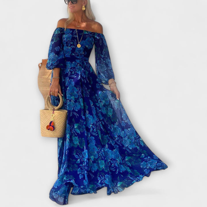 Juniper - Vestido maxi floral con hombros descubiertos para vacaciones