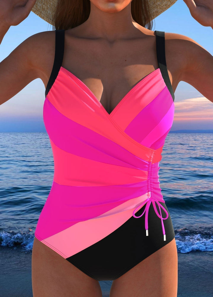 Elegante Traje de Baño Envolvente con Estampado Vibrante