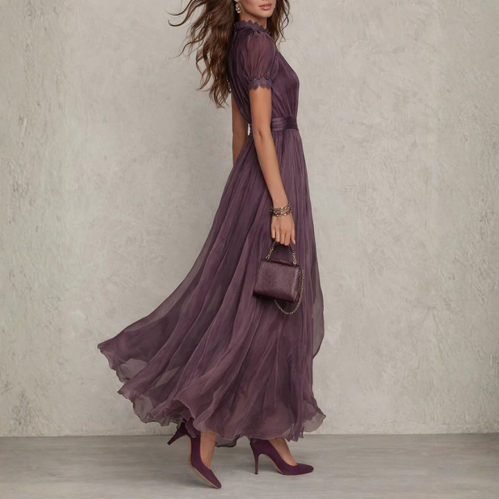 Vivienne | Maxivestido de gasa con detalles de encaje
