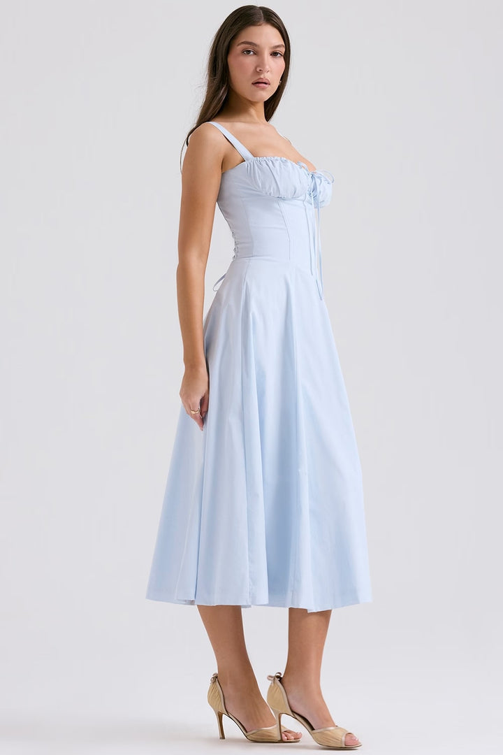 AURORA - VESTIDO MIDI CON CORSÉ Y CORDONES
