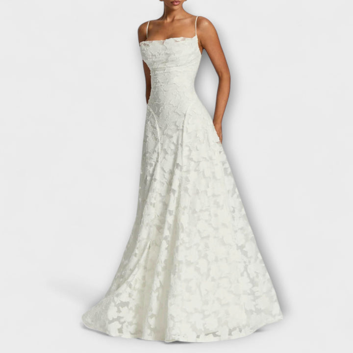 Emberly - vestido maxi elegante de tejido jacquard