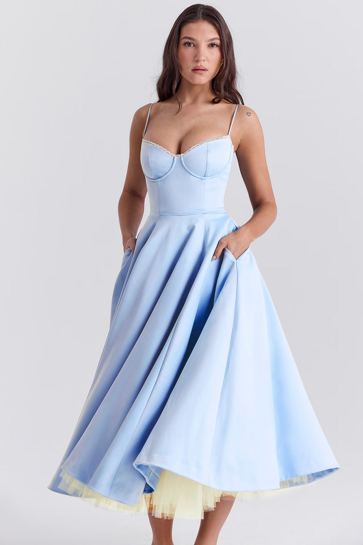 Luce - Midi Dress in Satin Tulle