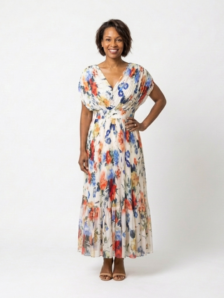 Vestido Midi Corto Plisado Sin Mangas Savannah